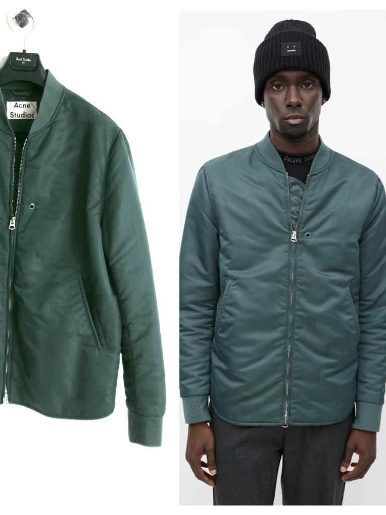 Authentic Acne Studios Men's Bomber Jacket Green Sz-Xl